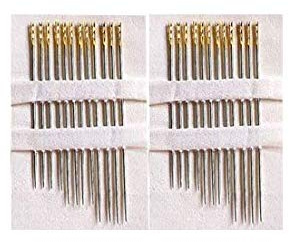 Nicedeal 24 Aiguilles Magique Enfilage Facile Métal Doré pour Couture, Broderie, Quilting, Cross-Stitching