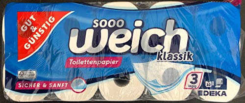 Edeka Gut & Günstig Toilettenpapier, 3-lagig, 10 Rollen mit 200 Blatt, Klopapier, WC-Papier