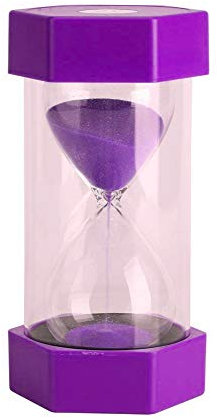 EQLEF Sablier 15 Minutes 16cm, Sabliers Minuterie Horloge de Sable Hourglass pour Enfants Jeux Cuisine Exercice Minuterie de Cuisine Sablier pour Décor de Bureau Domicile, Mauve, 15 Mins