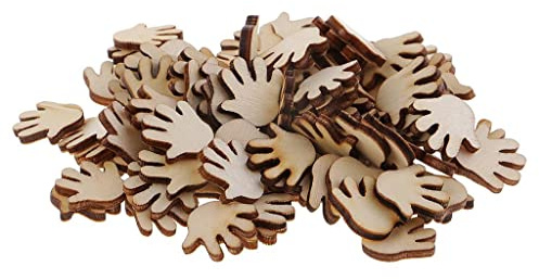 non-brand 100 Stücke Hand Formen Holzscheiben bemalbar Holz Scheiben Deko Holz Verzierung Streudeko Tischdeko DIY