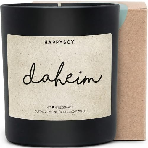 Daheim - Duftkerze mit Spruch als Geschenk für Familie, liebevolle Aufmerksamkeit für Mama, Oma oder Schwester, Kerze im Glas mit blumigem Duft