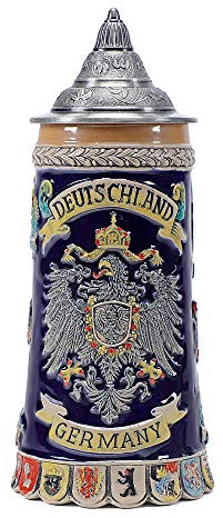 0.6 Litre Chope de bière allemande, Beer Stein Mug Deutschland Aigle Villes Boîte à Cadeau Souvenirs Bavière Munich Oktoberfest. souvenir touristique allemand