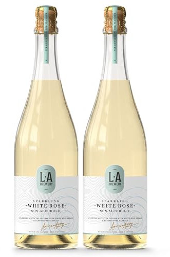 L.A Brewery | Non Alcoholic Sparkling Craft Kombucha Drink Sparkling White Rose, Low Sugar, Gluten Free & Vegan | Brewed in the UK (2 x 750ml Bottles)