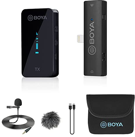 BOYA BY-XM6 S3 Wireless Lavalier Microphone for iPhone iPad, Plug Play Lapel Lav Mic for Video Recording YouTube Facebook Live Stream Podcast Interview Vlog