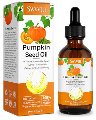 HUNELAER Pumpkin Seed Oil, 100% Pure/Natural/Undiluted/Unrefined Cold Pressed Carrier For Hair Growth & Skin Care, Lip Nail Eyelashes Eyebrows, Men& Women.Moisturizer