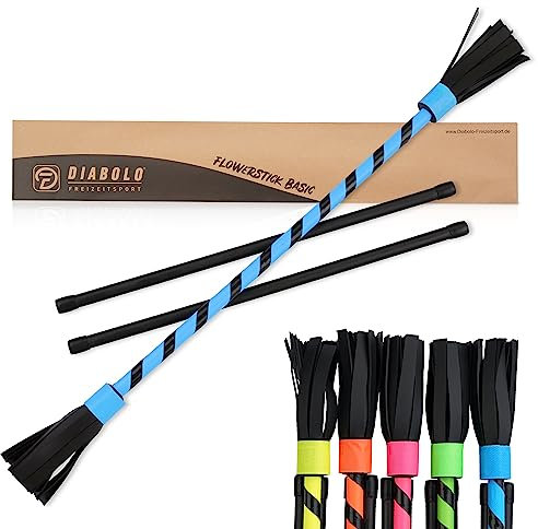 Diabolo Freizeitsport Flowerstick Basic (türkis) - UV reaktiver Flower Stick mit Zwei Glasfaser Handstäben, Hingucker auf Festivals, für Anfänger