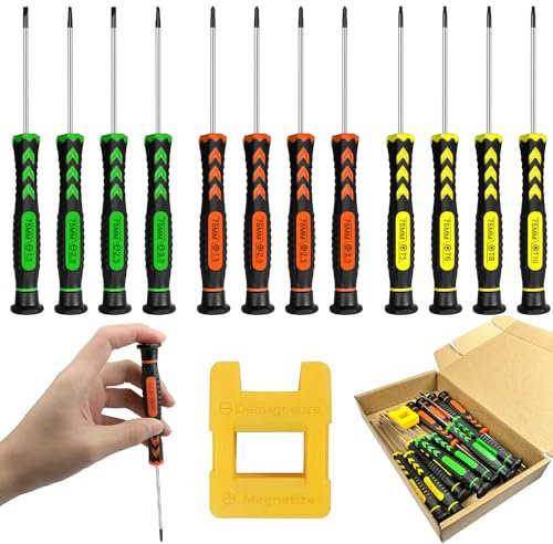 Destornillador Precision, 12 Piezas Destornillador Gafas, Destornillador Relojero, Destornilladores Pequeños, Juego de Destornilladores Adecuado para Relojes Gafas y Reparación de Ordenadores