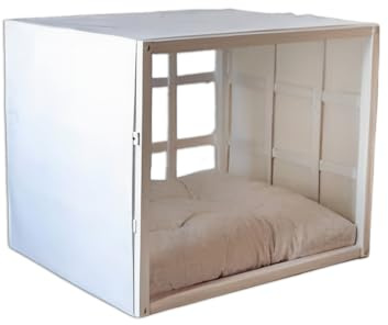 Titina - Holz Hundehütte Katzenbett Haustiermöbel Hundehaus Indoor Kiste Türen mit Plexiglas Holz Haustierhaus Katzenkissen Hundekissen Schlafplatz