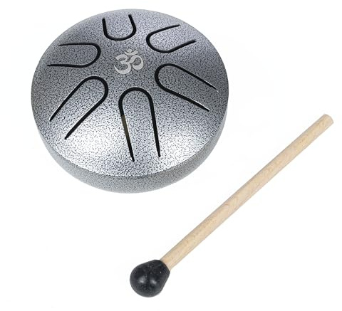 Fame FS03 Mini Steel Tongue Drum, 3 Pentatonic A, 6 Töne, inkl. Schlägel, Silber, Ideal für Meditation, Musiktherapie und entspannende Klangerlebnisse