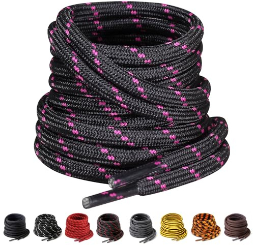 Yusimu 2 Paar Stiefel Schnürsenkel, Runde 4.5 mm - 5 mm Dicke, Reißfeste Ersatzschnürsenkel für Arbeitsschuhe und Wanderschuhe – Inklusive Extra Langer Boot Laces