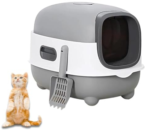 Zjyufy Cat Litter Tray With Lid, Cat Litter Box, Cat Litter Tray with Uv Function, Automatic Detachable Cat Litter Tray With Scoop, Self Cleaning Cat Litter Tray for Cleaning, Large Cat Toilet