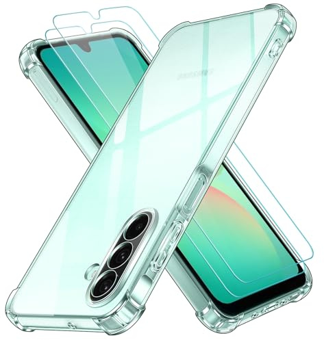ivoler Klar Hülle für Samsung Galaxy A26 5G, 1 Handyhülle mit 2 Stück Panzer Schutz Glas, Transparent Stoßfest Schutzhülle Dünne Weiche TPU Silikon Durchsichtige Kratzfest Case