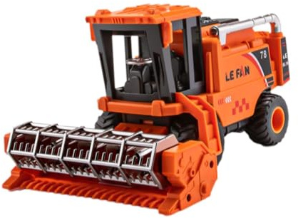 Milageto Combine Harvester Toys Tractor Harvesting Vehicle Toy Simulated Mower Transport Truck Small Farm Tractor Toy for Kids Children Car Toy Gifts for Boys Girls, Orange