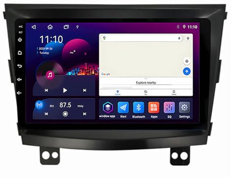 Android 14 Car Stereo 9 inch Double Din Touch Screen Car Radio for SsangYong Tivolan Tivoli 2014-2017 with Steering Wheel Controls Bluetooth AHD Backup Camera GPS Navigation(S5 6G+128G)