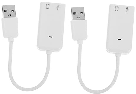 HOMSFOU 2stücke USB-Audio-Adapter für Externe Soundkarte Unabhängiger Audioausgang mit Mikrofon und Kopfhöreranschluss Störfestigkeit Klare Klangqualität Plug-and-Play-Funktion