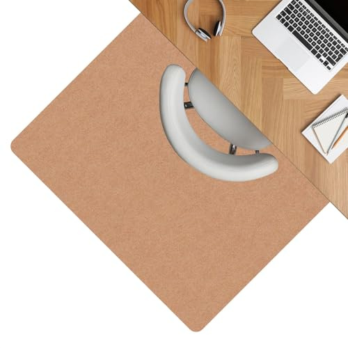 ANRO Bodenschutzmatte Bürostuhl Unterlage Schreibtischstuhl Unterlage Bürostuhl Teppich rutschfeste Bodenmatte für Parkett und Hartböden selbsthaftend Nemesis 90x120cm Hellbraun
