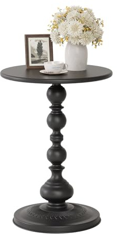 Nixaruy Metal Round Side Table, Small Drink Table for Small Spaces, Matte Modern Accent End Tables Coffee Tables, Pedestal Tables for Living Room, Bedroom, Corners, and Office, 21'' Height (Black)
