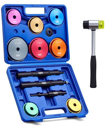 Orion Motor Tech Bearing Press Kit, 15pc Pinion Bearing Race Driver Set with 2-11/16 to 4-1/8 in. Adapters Knurled & Pneumatic Handles, Heavy-Duty Seal Installer Kit for Light Truck Van SUV