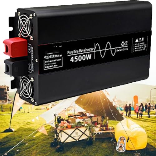 Inversor de onda sinusoidal pura, 3000, 3500, 4500 y 7000 W, convertidor de corriente para coche, CC 12, 24 y 48 V a CA 110 220 V, con pantalla LCD, para caravanas y camping, 4500 W, 12 V a 220 V