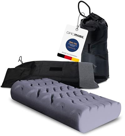 GROMOBIL® TRAVEL Reise-Nackenstützkissen | Orthopädisch, Formpur® Hybridschaum, Ergonomisch & atmungsaktiv, Für Hotel, Pension, Ferienwohnung & Camping