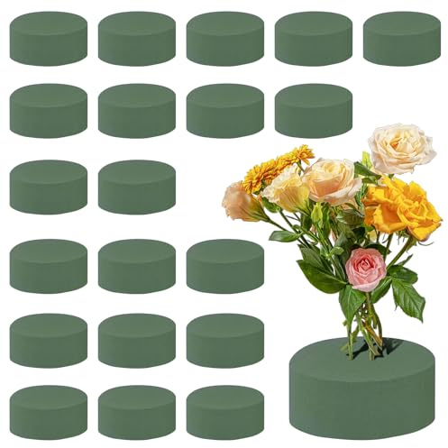 Pilikoll 20 Pezzi Spugna per Fiori Finti Rotonda 8x4 cm Schiuma di Fiori Rotonda Blocco Spugna Floreale Rotondi Blocchi di Schiuma Floreale Cilindro Spugna Floreali per Fiorista, Matrimonio