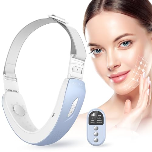 ANLAN Elektrisches V-Face Shaping Massager, EMS Facelifting Gerät Rote und Blaue Phototherapie Gesichtsmassagegerät 6 Modi Face Massager V Shape Face Jawline Trainer mit Fernbedienung