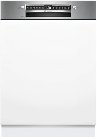 Bosch SMI4HTS14E, Serie 4 Smarter teilintegrierter Geschirrspüler, 60 cm, VarioFlex Körben, 3-fach Rackmatik, Smart Start, Eco 50°C & Intensiv 70°C für geprüfte Hygiene, AquaStop, gebürsteter Stahl