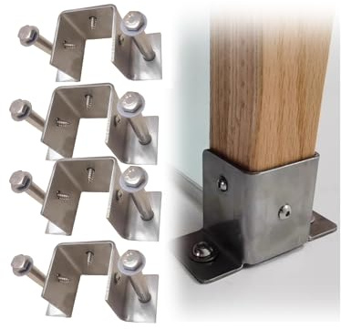 Stainless Steel Post Anchor Base, 4-Pack Heavy-Duty Pole Support for Mailbox, Fence, and Railing Installation – Durable and Weather-Resistant Bracket System