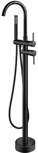 YCVAWEOD Système de Douche Huile frottée Bronze Baignoire Debout Robinette de Plancher de Baignoire de Plancher de Baignoire de Support Debout robinets à débit Haut avec mélangeur à Main LWX