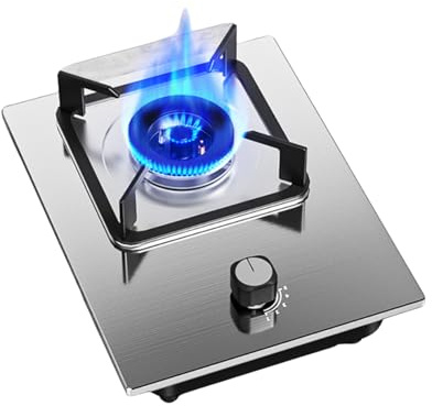 Estufa De Gas De Un Solo Quemador, Mesa De Acero Inoxidable Con Encendido Automático, Estufa De Gas Portátil For Acampar (GN/GLP), Ideal For Campamentos,5,2 KW(NG)