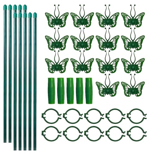 Tutores para Plantas,10 Piezas Supporto per Plante con Clips y Conectores,Ajustable Tutores para Orquideas,Tomates,Verduras Plantas Flores Enredadera Pflanzen