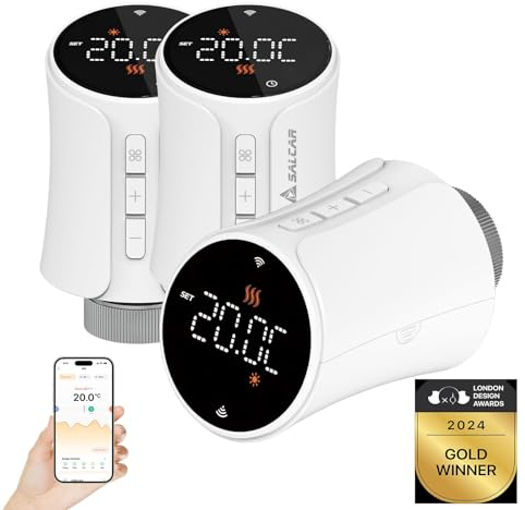 SALCAR Smart Heizkörperthermostat TRV706W 3er Set WiFi Thermostat kompatibel mit Amazon Alexa & Google Home Programmierbar Tuya Heizungsthermostat Smartes Heizkörper mit 9X Batterien