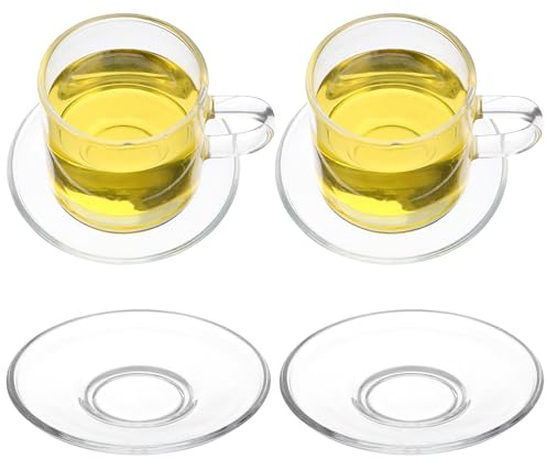 Homoyoyo Untertassenteller aus Glas 4 Stück Rund Transparent Robust und Formstabil als Teeglas Untertassen für Hotels und Yogaräume