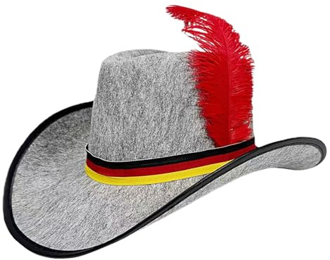 Glugahrif Herren Filzhut | Oktoberfest Hut - Mit Bindeband Und Schwarz Rot Gelb Design Kopfbedeckung Für Oktoberfest Karneval Bar Party Cosplay Bühne