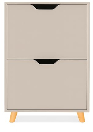 FRANKYSTAR Emma - Scarpiera Salvaspazio 2 Ante 55x82x25 cm per 12 Paia di Scarpe in Legno Tortora