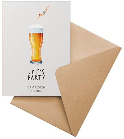 Ausgewählt verpackt Personalisierte Einladungskarten Geburtstag ab 10 Stück – selbst gestalten mit Text – inkl. Umschläge, A6 – Party Einladung – Erwachsene und Teenager – (Motiv-8 - Hochformat)
