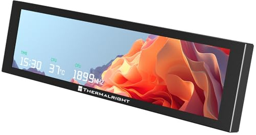 Thermalright-TR Trofeo Vision 9.16 LCD Black, pantalla magnética LCD de 9,16 pulgadas, resolución de 1920 x 480, temperatura maestra CPU/GPU (negro)