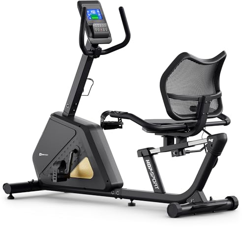 HOP SPORT Liegeergometer für Zuhause HS-4500L, Heimtrainer Magnetisches Ergometer Liegerad mit 16 Widerstandsstufen, Bluetooth & App-Anbindung, Hometrainer mit großem Sitz, Fahrrad bis 120 kg