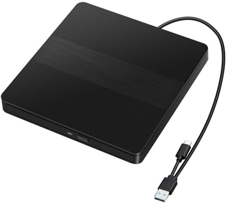 TUdcgjSXF 2 in 1 USB 3.0 Type C External DVD RW CD Writer Slim Drive Burner Reader Player Optical Drives For Laptop PC Portable
