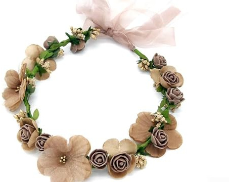Diadema de flores artificiales para mujer, corona de flores, accesorios de boda, festivo, bohemio, 50 cm