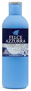 Felce Azzurra - Doftande Moon Flowers Duschtvål, Badrum Delikat Fuktgivande Rengöringsskum för Mjuk Hud, Avkopplande Anteckningar Lavendel och Vanilj, Dermatologiskt Testat Duschbad, 650 ml