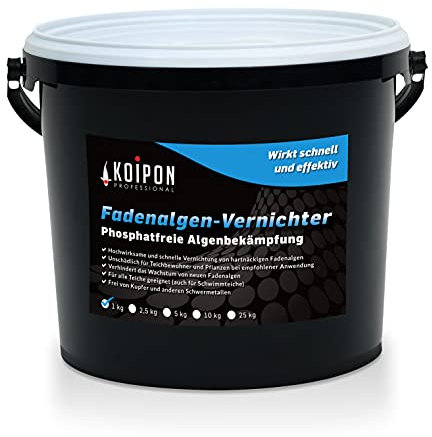 KOIPON Fadenalgen-Vernichter 1 kg, Phosphatfreie Algenbekämpfung, Fadenalgenvernichter gegen Algenwachstum und Fadenalgen im Gartenteich