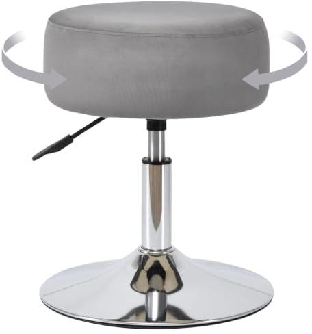 Duhome Drehhocker Höhenverstellbar Barhocker Rund Schminktisch Hocker Drehbar Sitzhocker aus Samt für Büro Schlafzimmer Wohzimmer, Grau