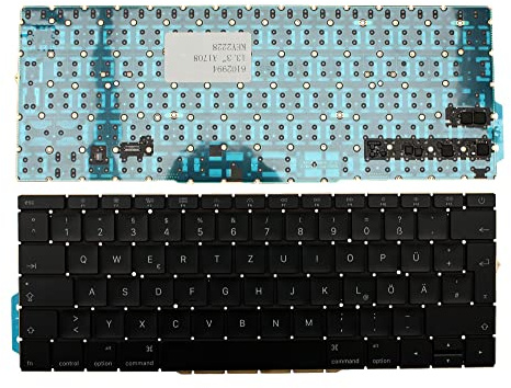 Keyboards4Laptops Tedesco versione retroilluminato (senza vitto retroilluminato) nera Tastiera sostitutiva per portatili compatibile con Apple MacBook Pro 13 Inch Mid 2017