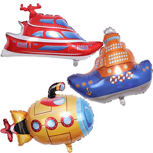 ED-Lumos 3Pcs Riesen Schnellboot U Boot Schiff Dampfer Wiederverwendbare Helium Luftballons für Kinder Jubiläum Geburtstagsfeier Party Dekoration Geschenk
