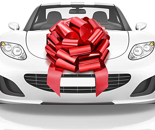Mata1 – Riesige Autoschleife – Rot, 46 cm – Große Geschenkschleife für große Geschenkdekorationen – Riesige Größe für drinnen und draußen