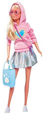 Simba 105733479 - Steffi Love Pastel Fashion, Puppe in einem sehr modischen Outfit, mit Handy, Handykette, Shopper und Brille