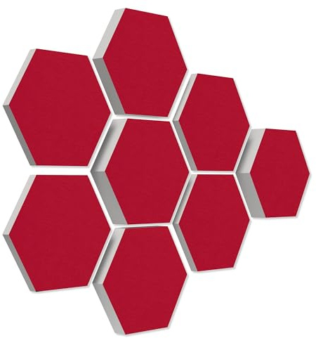 platino24 Schallabsorber COLORE aus Basotec G+ I Akustikpaneele mit Akustikfilz I 3D Wand-Paneele mit 8 Waben in Bordeaux I Akustikplatten zur Schalldämmung in Büro, Studio & Wohnung