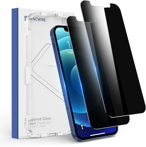 Syncwire Sichtschutzfolie für iPhone 12 Pro Max, [2 Stück] Anti-Spy 9H Härte Bruchsicher Schutzfolie, 3D Blasenfrei Schutzglas Privatsphäre Panzerschutzglasfolie, schwarz, 6.7 Zoll