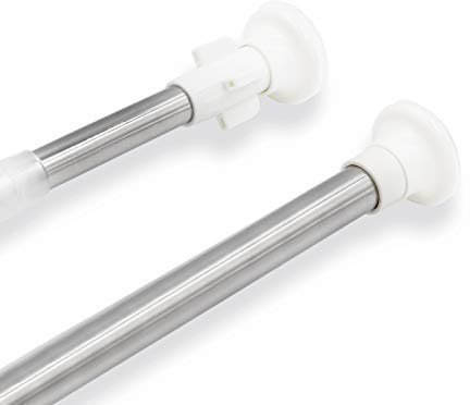 MERCURY TEXTIL – Barra extensible para ropero y cortina de ducha, sin taladros ni tornillos. (140-260CM PLATA)